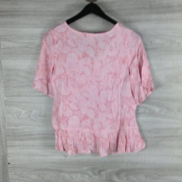 Hinge Pink Paisley Style Ruffle Hem Top - Picture 4 of 7